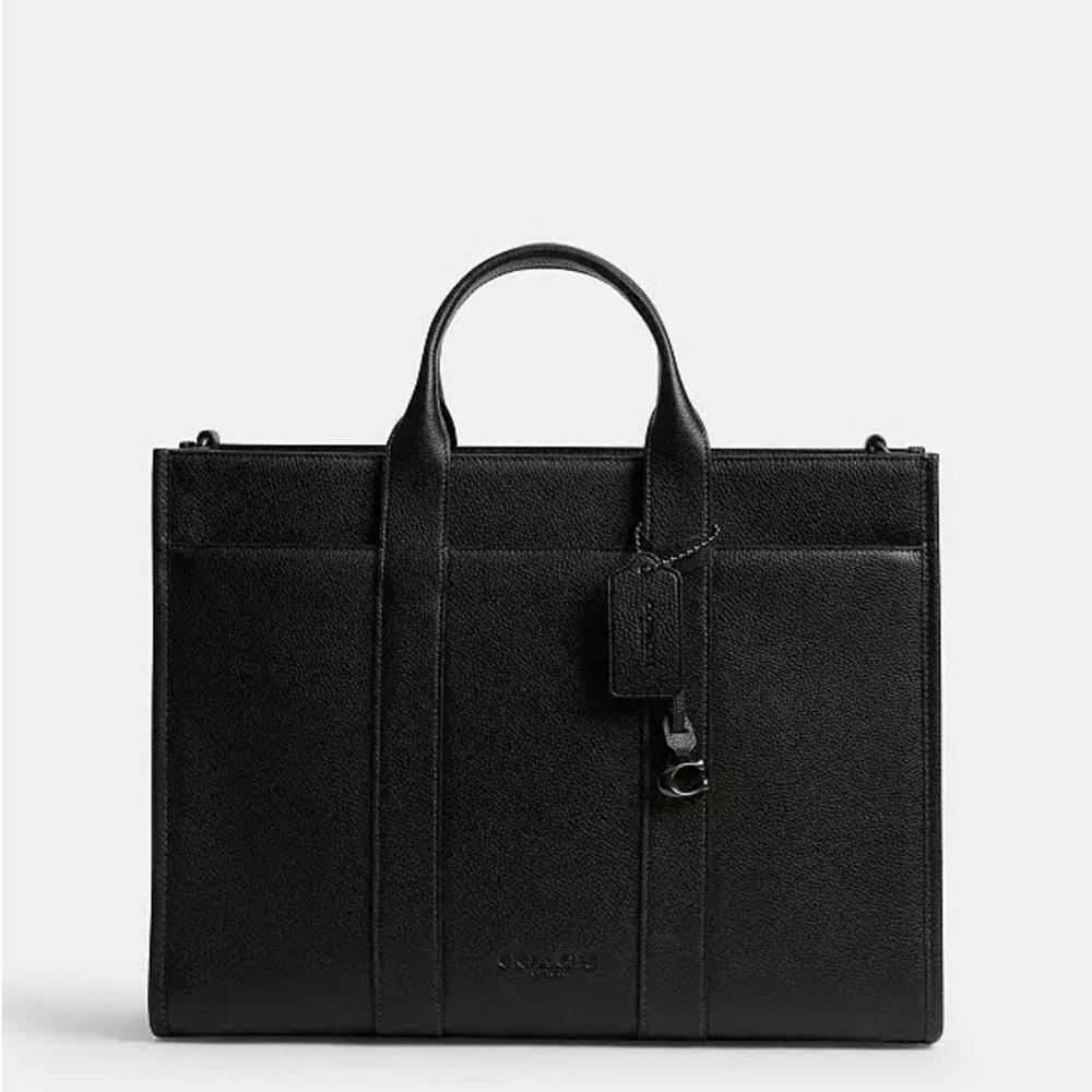 Coach Black Briefcase with Pebbled Leather Finish